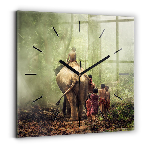 Orologio quadrato Bambini che guidano un elefante