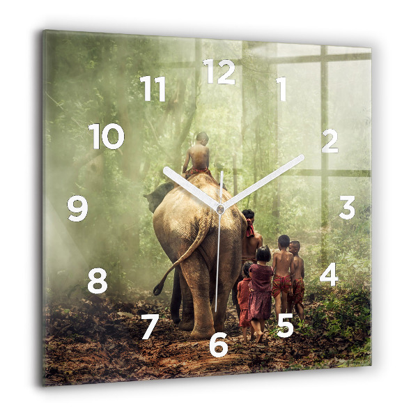 Orologio quadrato Bambini che guidano un elefante
