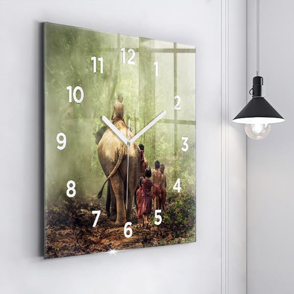 Orologio quadrato Bambini che guidano un elefante