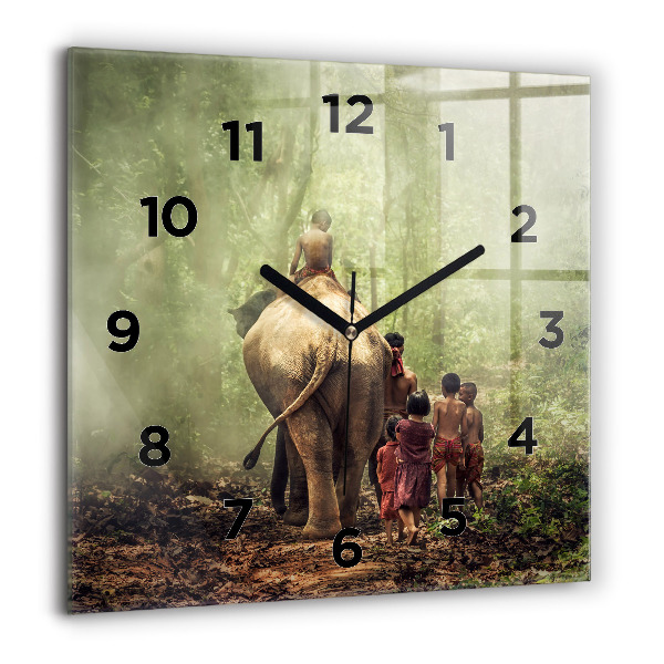 Orologio quadrato Bambini che guidano un elefante