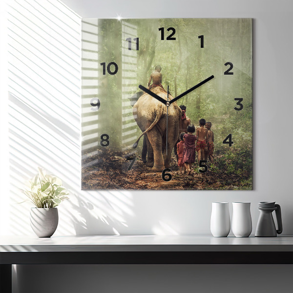 Orologio quadrato Bambini che guidano un elefante