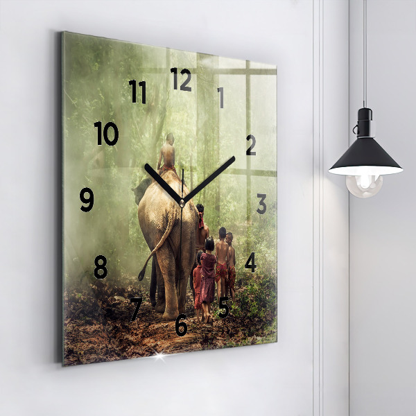Orologio quadrato Bambini che guidano un elefante