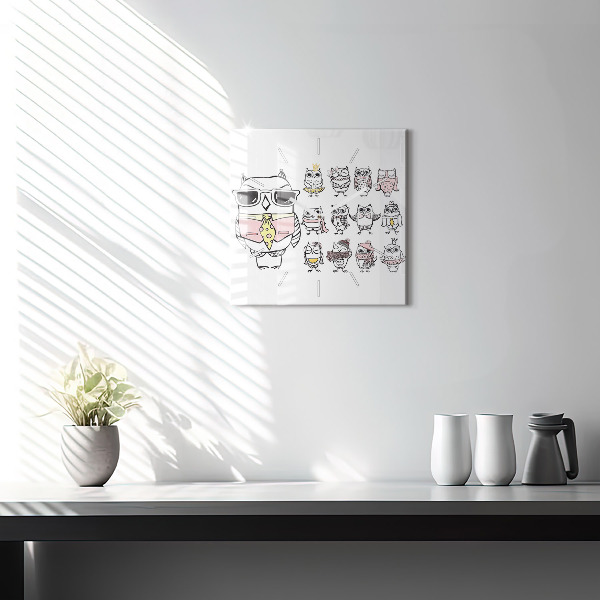 Orologio quadrato Poster gufo d'epoca