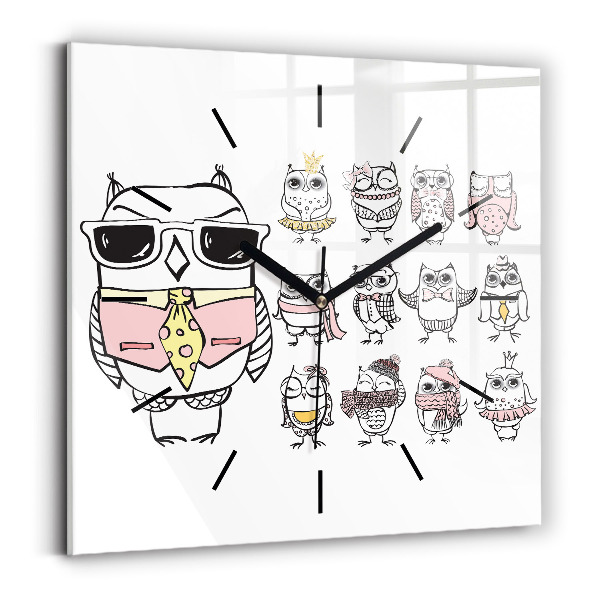 Orologio quadrato Poster gufo d'epoca