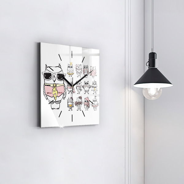 Orologio quadrato Poster gufo d'epoca