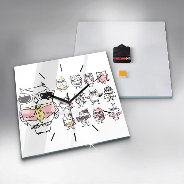 Orologio quadrato Poster gufo d'epoca