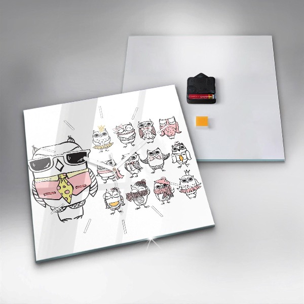 Orologio quadrato Poster gufo d'epoca