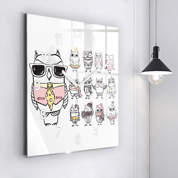 Orologio quadrato Poster gufo d'epoca