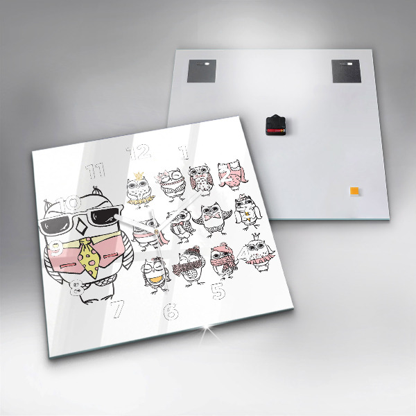 Orologio quadrato Poster gufo d'epoca