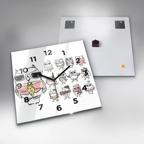 Orologio quadrato Poster gufo d'epoca