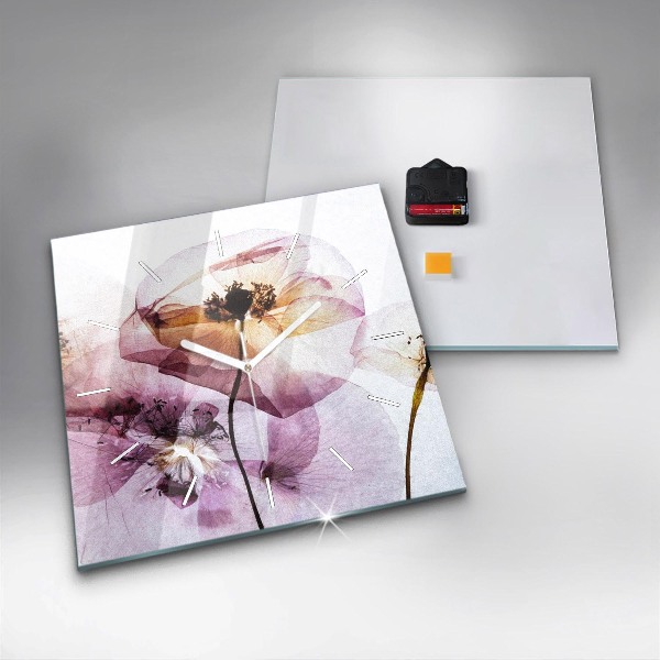 Orologio quadrato Fiori di papavero secchi