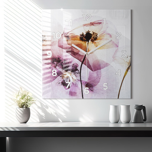 Orologio quadrato Fiori di papavero secchi