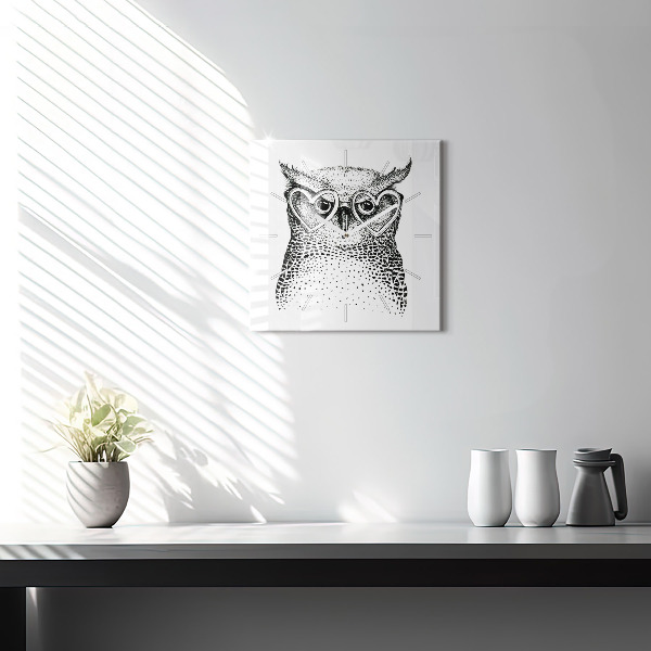 Orologio quadrato Gufo disegnato con gli occhiali