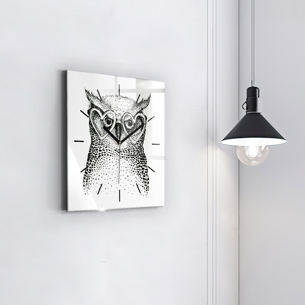 Orologio quadrato Gufo disegnato con gli occhiali