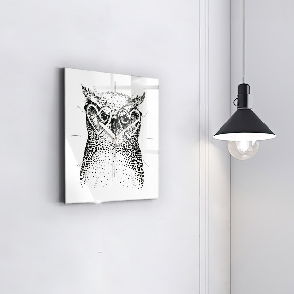 Orologio quadrato Gufo disegnato con gli occhiali