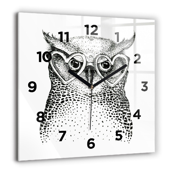Orologio quadrato Gufo disegnato con gli occhiali