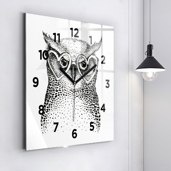 Orologio quadrato Gufo disegnato con gli occhiali