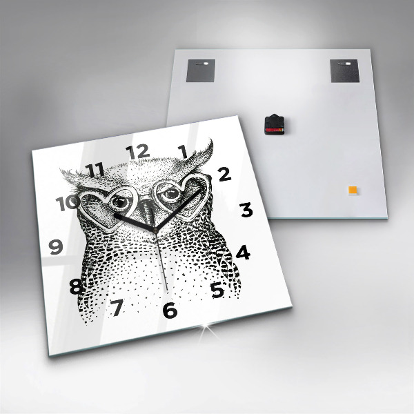 Orologio quadrato Gufo disegnato con gli occhiali