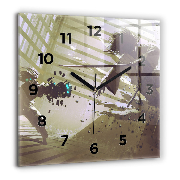 Orologio quadrato Combattimento tra robot e samurai