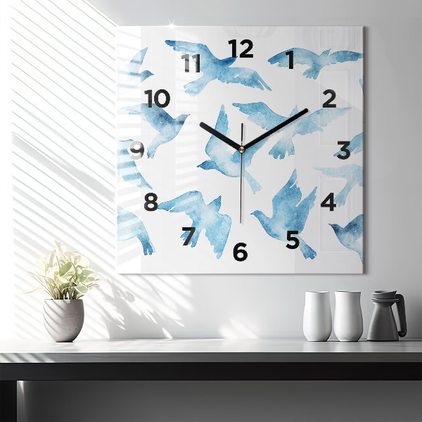 Orologio quadrato Uccelli blu volanti