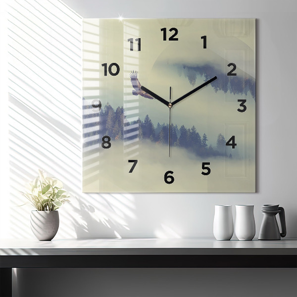 Orologio quadrato Aquila della foresta nebbiosa