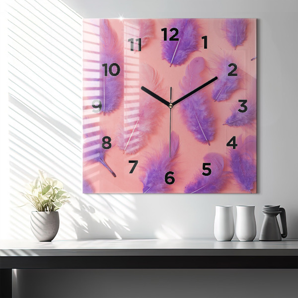 Orologio quadrato Piume colorate