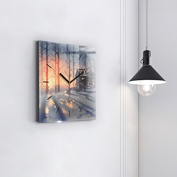Orologio quadrato Paesaggio invernale con alberi