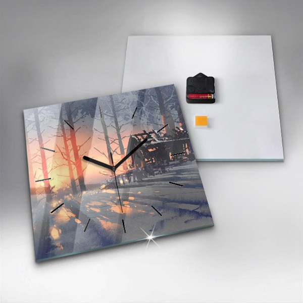 Orologio quadrato Paesaggio invernale con alberi
