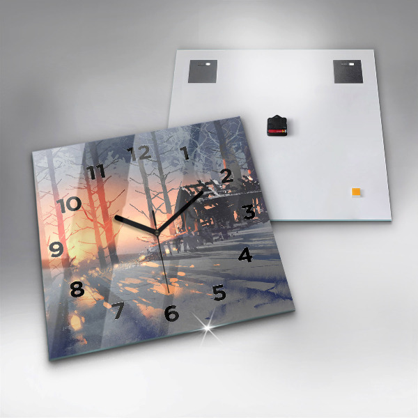Orologio quadrato Paesaggio invernale con alberi