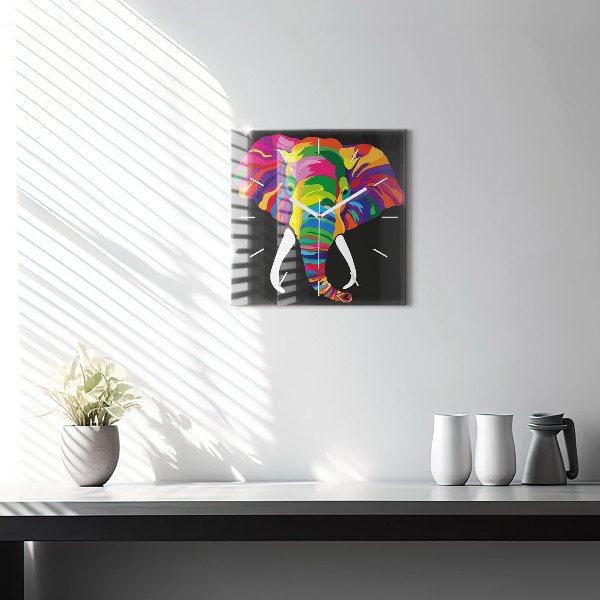 Orologio quadrato Elefante colorato