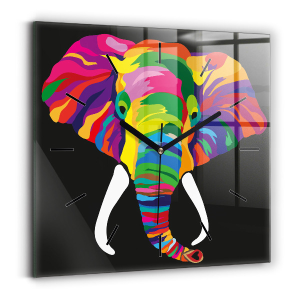 Orologio quadrato Elefante colorato