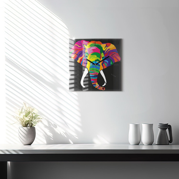 Orologio quadrato Elefante colorato