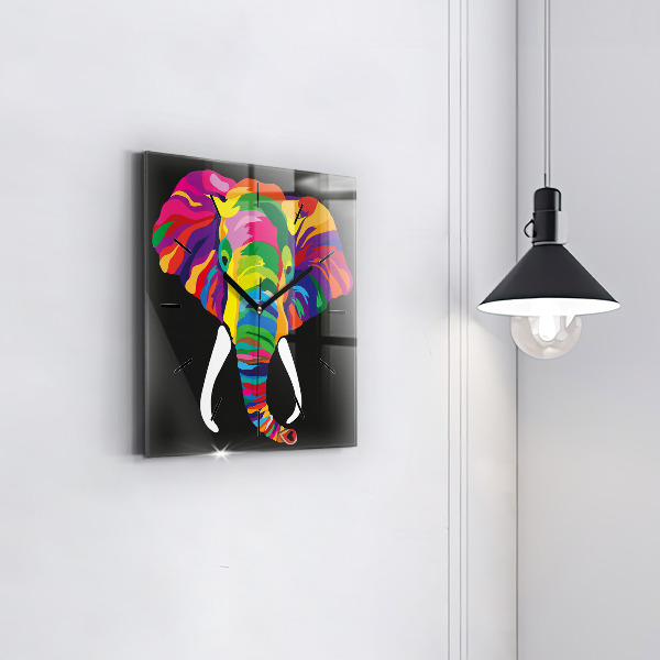Orologio quadrato Elefante colorato