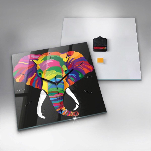 Orologio quadrato Elefante colorato