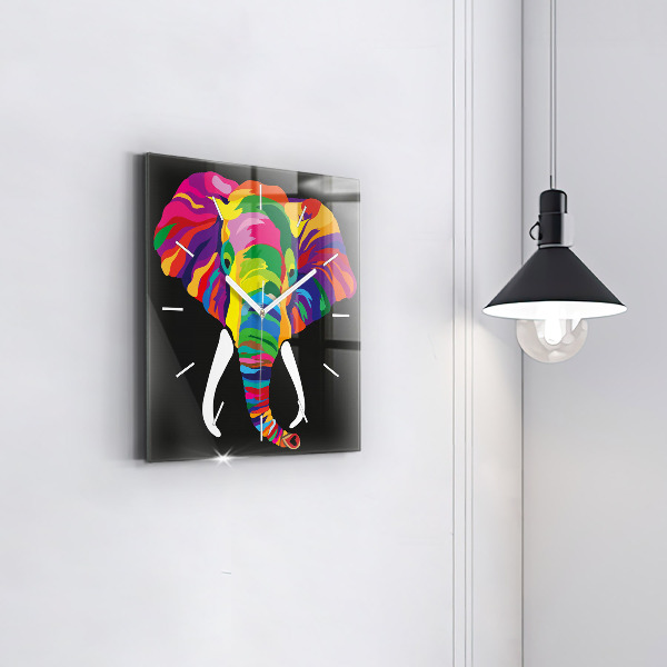 Orologio quadrato Elefante colorato