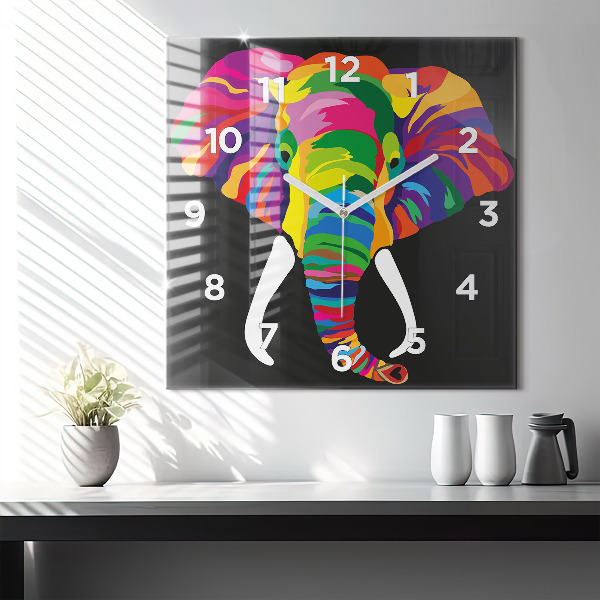 Orologio quadrato Elefante colorato