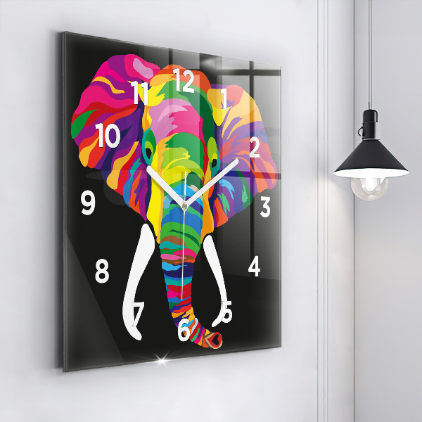 Orologio quadrato Elefante colorato