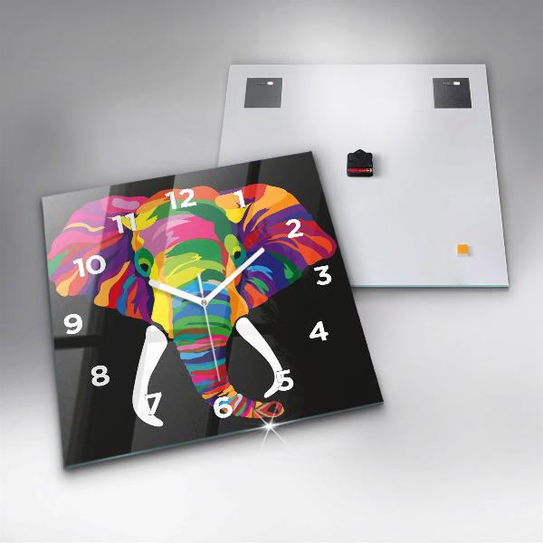 Orologio quadrato Elefante colorato