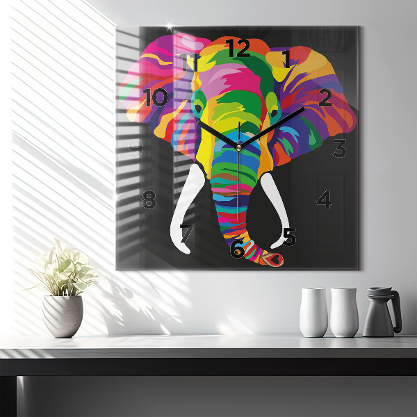 Orologio quadrato Elefante colorato
