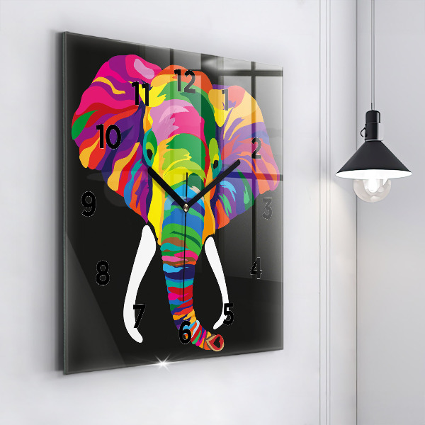 Orologio quadrato Elefante colorato