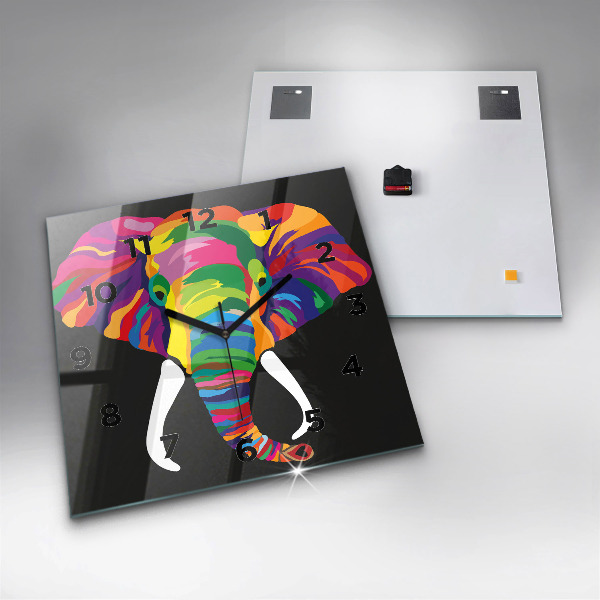 Orologio quadrato Elefante colorato