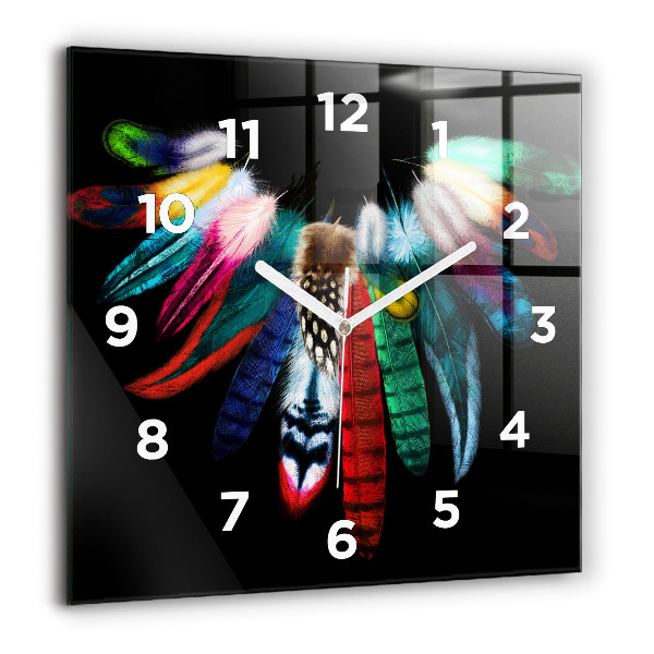 Orologio quadrato Piume di uccelli colorate