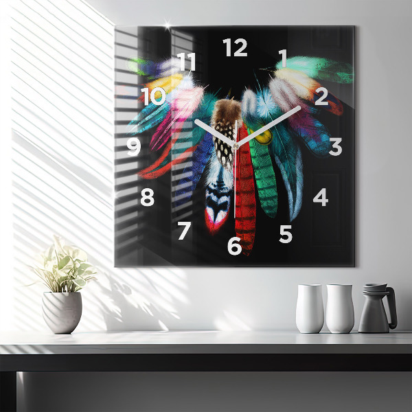Orologio quadrato Piume di uccelli colorate