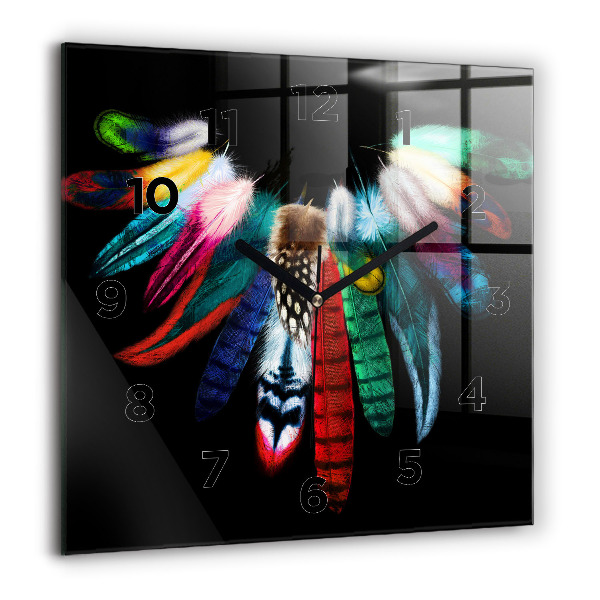 Orologio quadrato Piume di uccelli colorate