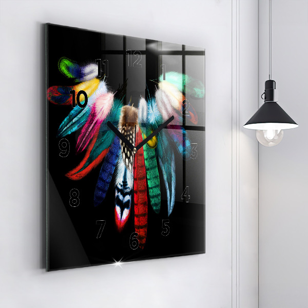 Orologio quadrato Piume di uccelli colorate