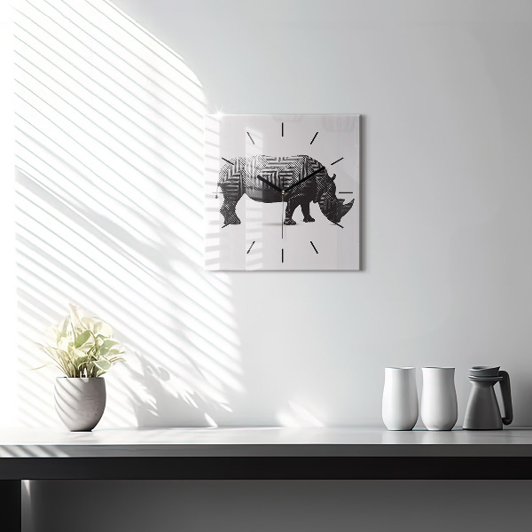 Orologio quadrato Disegno lineare del rinoceronte
