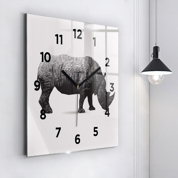 Orologio quadrato Disegno lineare del rinoceronte