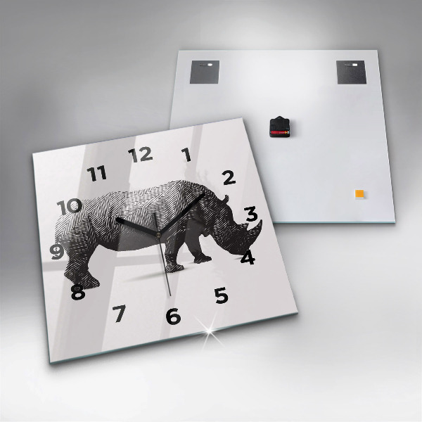 Orologio quadrato Disegno lineare del rinoceronte
