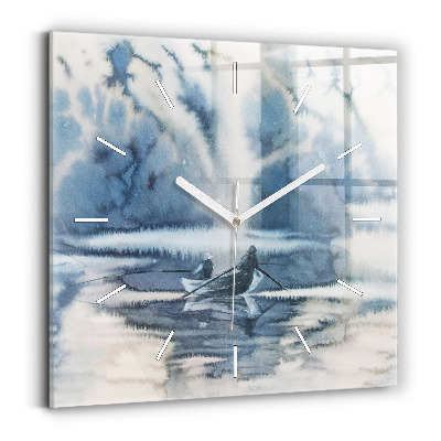 Orologio quadrato Pescatore sul lago