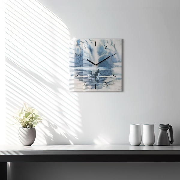 Orologio quadrato Pescatore sul lago